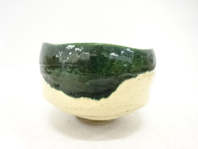  楽焼　川崎和楽造　織部　茶碗